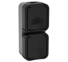 IEK TORS Розетка 2-ая с з/к кр. верт. 16А IP55 TS132 графит