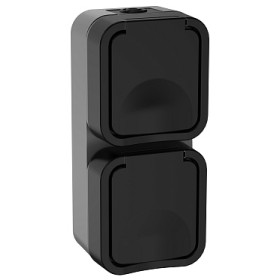 IEK TORS Розетка 2-ая с з/к кр. верт. 16А IP55 TS132 графит