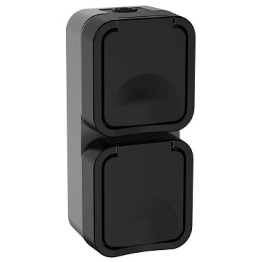 IEK TORS Розетка 2-ая с з/к кр. верт. 16А IP55 TS132 графит