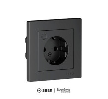 SBER Systeme Electric AtlasDesign Smart Карбон Розетка с заземл., со шт., Zigbee, L+N, 16А, мех., модель SBDV-00202