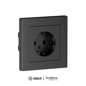 SBER Systeme Electric AtlasDesign Smart Карбон Розетка с заземл., со шт., Zigbee, L+N, 16А, мех., модель SBDV-00202