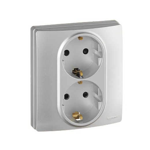 Legrand/Daccord INSPIRIA Розетка 2X2К+З ШТ Алюм.