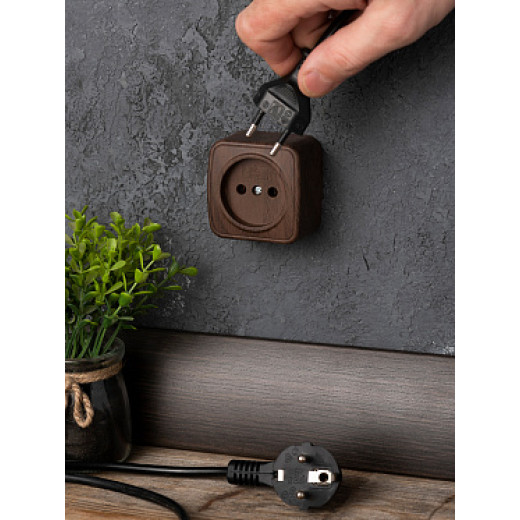 EKF Basic Минск Темное дерево Розетка б/з, 10А, ОП