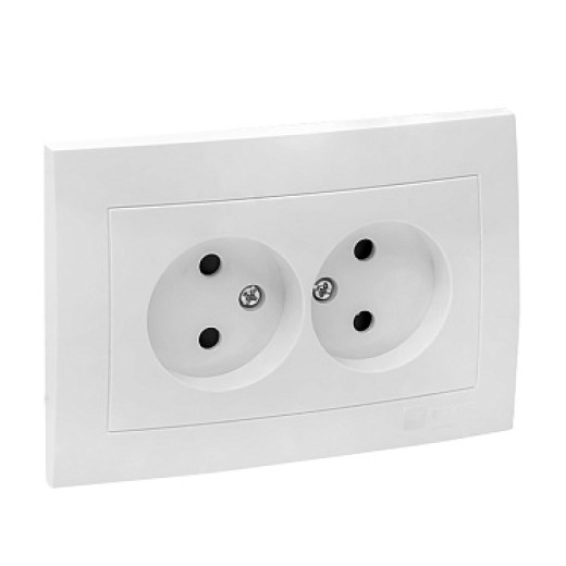 EKF PROxima Валенсия розетка 2-местная б/з 10А белая с защ. штор.