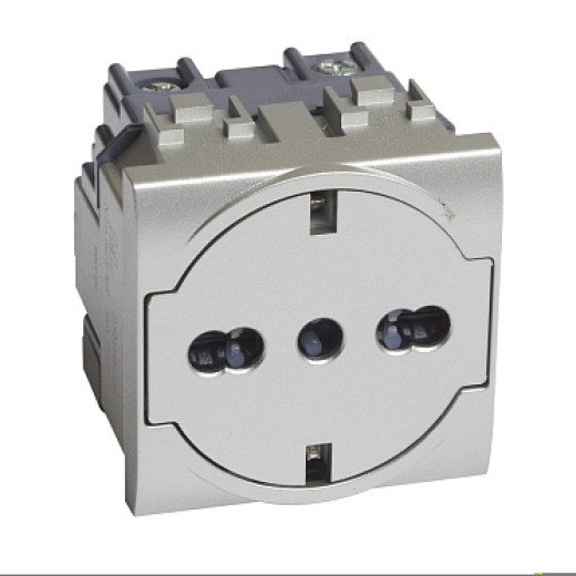 BT LL Алюминий Розетка 2К+З 16А 250в, немецкого/итальянского стандартов,с плоской лицевой панелью.