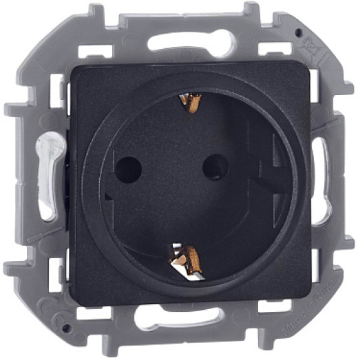 Legrand/Daccord INSPIRIA Антрацит Розетка 2К+З со шторками - немецкий стандарт - 16 А - 250 В