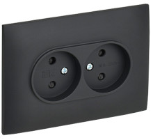 IEK SKANDY Графит Розетка 2-ая б/з с защитными шторками 10А в сборе SK-R09G