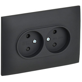 IEK SKANDY Графит Розетка 2-ая б/з с защитными шторками 10А в сборе SK-R09G