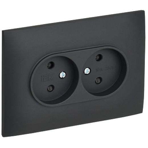 IEK SKANDY Графит Розетка 2-ая б/з с защитными шторками 10А в сборе SK-R09G