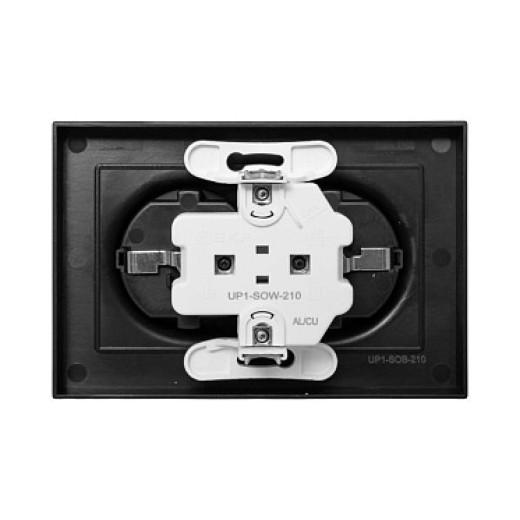 EKF Эпика Механизм розетки двойной, 16А, с заземлением, без шторок, с рамкой, чёрный