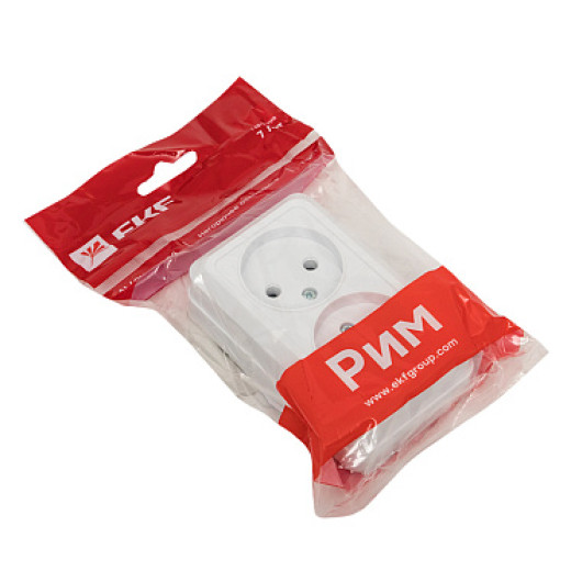 EKF PROxima Рим Розетка 2-местная 10А без заземления белая