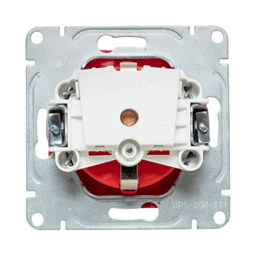 EKF Эпика Механизм розетки, 16А, с заземлением, со шторками, красный