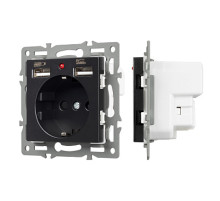 Arlight Механизм розетки с USB зарядкой SCT-MUAA-PL-BK (250V, 16A) (-)