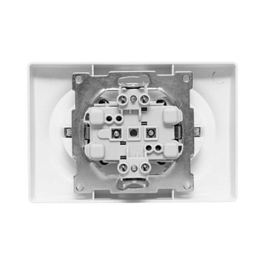 EKF Эпика Механизм розетки двойной, 16А, без заземления, со шторками, с рамкой, алюминий