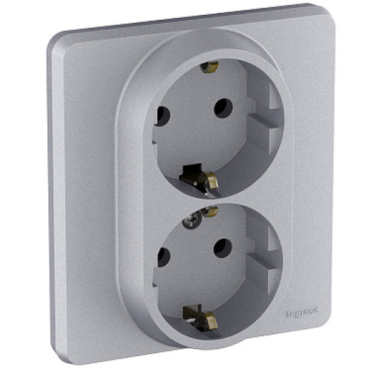 Legrand/Daccord INSPIRIA Алюминий Розетка 2 x 2К+З - немецкий стандарт - 16 А - 250 В