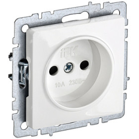 IEK BRITE BASE Белый Розетка без з/к с з/ш 10А РСш10-2-БрБ