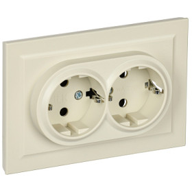 IEK BRITE Бежевый Розетка 2-м с/з без защ штор 16А в сборе РС12-3-БрКр