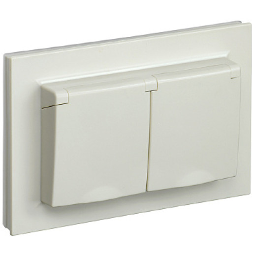 IEK BRITE Бежевый Розетка 2-м с/з с защ штор и крыш 16А в сборе IP44 РСбш12-3-44-БрКр