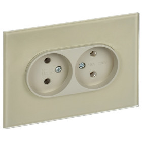 IEK SKANDY Бежевый Розетка 2-ая б/з для плоской вилки 10А SK-R03B