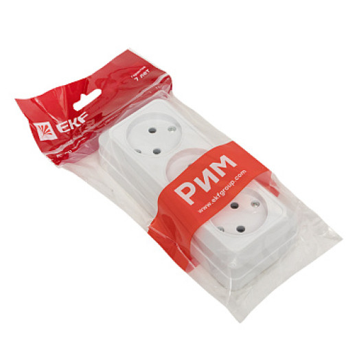 EKF PROxima Рим Розетка 3-местная 10А без заземления белая