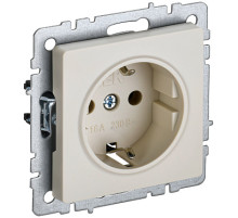 IEK BRITE BASE Бежевый Розетка 1-м с/з с защ штор 16А РС14-1-0-БрКр