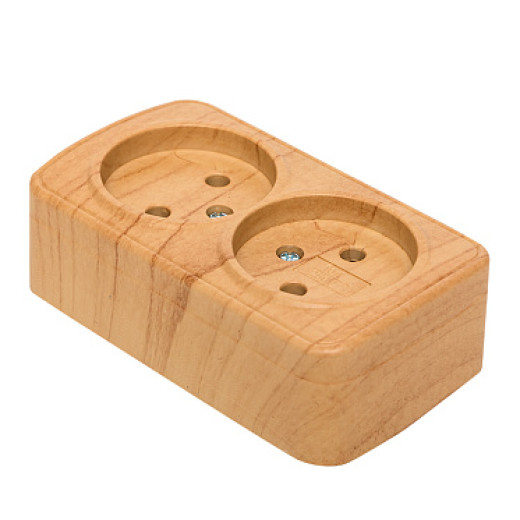 EKF Basic Минск Светлое дерево Розетка 2-ая, б/з, 10А, ОП