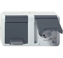 Gira Двойная розетка с з/к IP44. горизонтальный блок