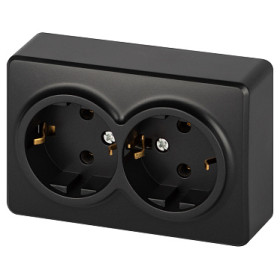 Розетка ЭРА Эксперт 11-2205-05 двойная с заземлением 2х2P+E Schuko IP20 16A-250В ОУ антрацит