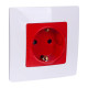 Legrand Etika Красный Розетка с/з со шторками