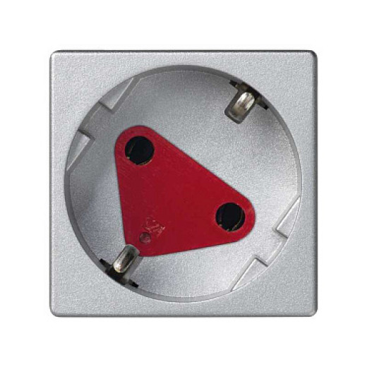 Simon Connect Розетка с заземлением, шторками и блокировкой с безвинтовым подключением Schuko 2Р+Е 16A 250В~ цвета Алюминий K45