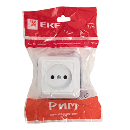 EKF PROxima Рим Розетка 1-местная 10А без заземления белая
