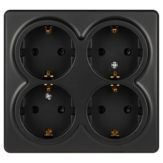 Розетка ЭРА Эксперт 11-2211-05 четырехместная с заземлением 4х2P+E Schuko со шторками IP20 16A-250В ОУ антрацит