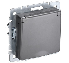 IEK BRITE BASE Сталь Розетка 1-м с/з с защ штор и крыш 16А IP20 РСбш10-3-БрС