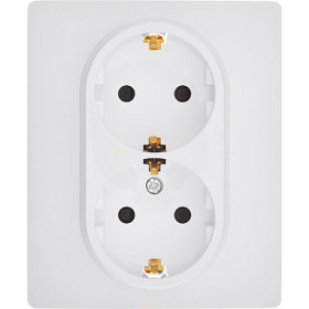 Legrand/Daccord Inspiria Розетка двойная с заземлением со шторками в сборе 16А 250В винтовые зажимы - белый
