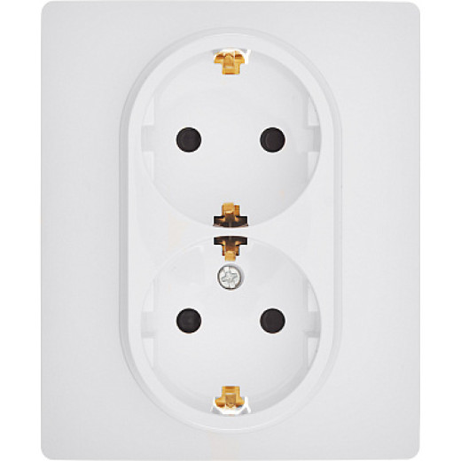 Legrand/Daccord Inspiria Розетка двойная с заземлением со шторками в сборе 16А 250В винтовые зажимы - белый