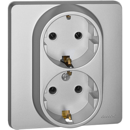 Legrand/Daccord INSPIRIA Алюминий Розетка 2 x 2К+З - немецкий стандарт - 16 А - 250 В