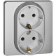 Legrand/Daccord INSPIRIA Алюминий Розетка 2 x 2К+З - немецкий стандарт - 16 А - 250 В