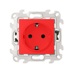 Simon S24 Harmonie Розетка с заземлением и шторками Schuko 2Р+Е 16A 250В~ с системой Push&Go красного цвета