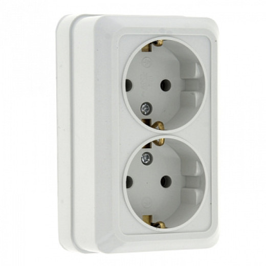EKF PROxima Рим Розетка 2-местная 16А с заземлением белая