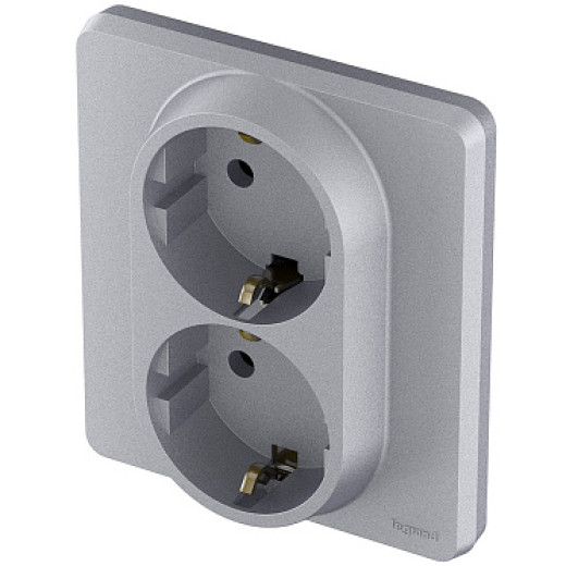 Legrand/Daccord INSPIRIA Алюминий Розетка 2 x 2К+З - немецкий стандарт - 16 А - 250 В