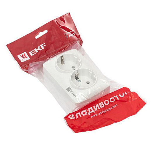 EKF Владивосток Розетка 2-местная 16А с заземлением IP44
