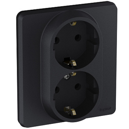 Legrand/Daccord INSPIRIA Антрацит Розетка 2 x 2К+З - немецкий стандарт - 16 А - 250 В