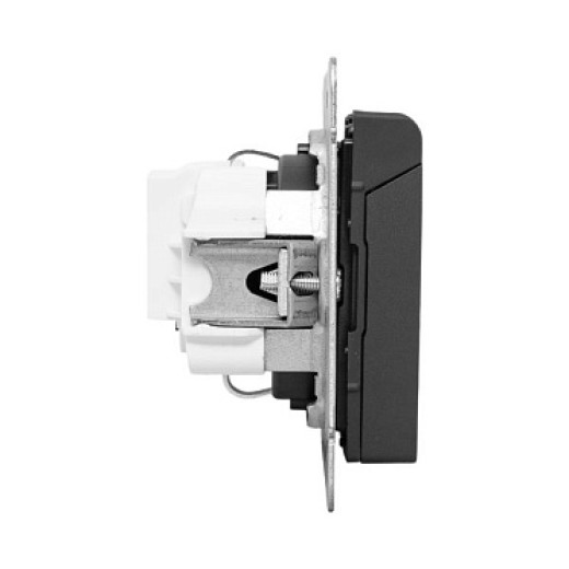 EKF Эпика Механизм розетки, 16А, IP44, с заземлением, со шторками, c крышкой, чёрный