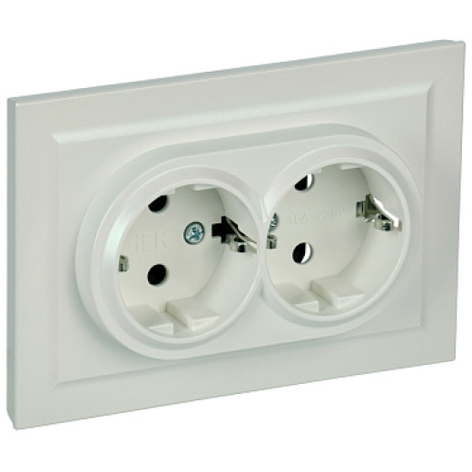 IEK BRITE Жемчуг Розетка 2-м с/з с защ шторк 16А в сборе РСш12-3-БрЖ
