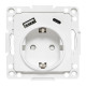 EKF Стокгольм Механизм Розетки 1-местной с/з, USB A+C 16А винтовые клеммы белый с защ. штор.