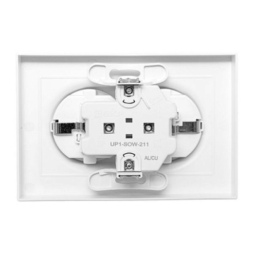 EKF Эпика Механизм розетки двойной, 16А, с заземлением, со шторками, с рамкой, белый