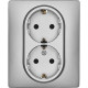 Розетка двойная с заземлением - Legrand/Daccord Inspiria - со шторками в сборе 16А 250В винтовые зажимы - алюминий