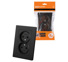 TDM Розетка двойная 2П 10А 250В черная 
