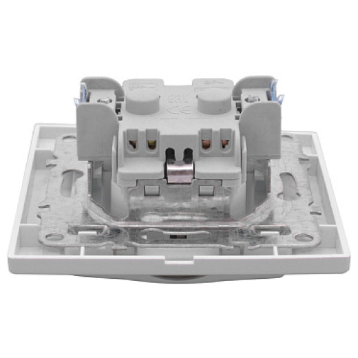 EKF Basic Минск Белый Розетка с/з, со шторками и крышкой, 16А, СП