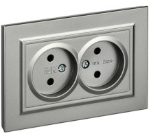 IEK BRITE Сталь Розетка 2-я без з/к/ш 10А в сборе РС12-2-БрС